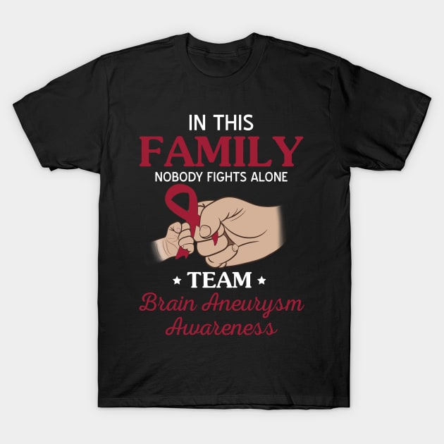 Nobody Fights Alone Team Brain Aneurysm Awareness T-Shirt by Terryeare